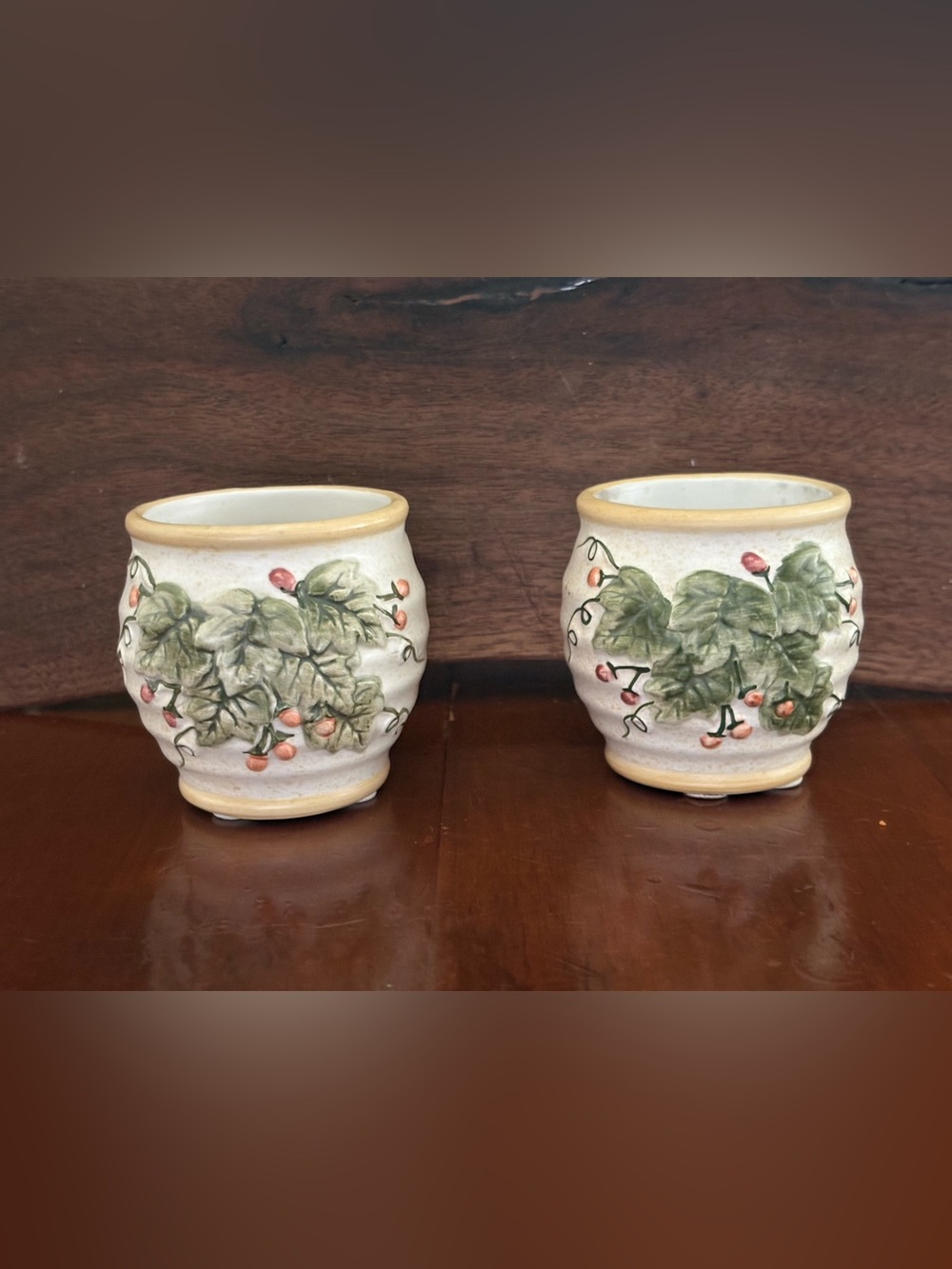Yankee Candle Ceramic Floral Round Votive/Tea Light Holders Beige Green Pink